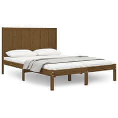 Vidaxl Okvir za posteljo, medeno rjava, masivni les, 150x200 cm, velika velikost