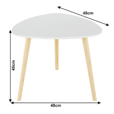 KONDELA Stranska miza, bela/naravna lesa, TAVAS