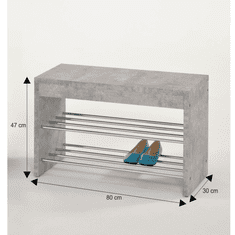 KONDELA Klop s polico za čevlje, beton/krom, LUCIJA