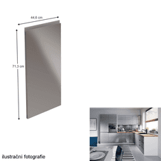 KONDELA Vrata pomivalnega stroja, bela/siva ekstra visok sijaj HG, 44,6x71,3, AURORA