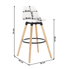 KONDELA Barski stol, bela / bukev, EVANS