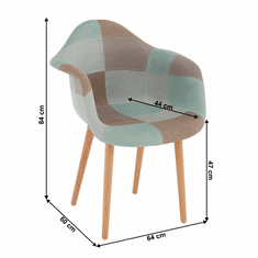 KONDELA stol, patchwork tkanina mentol/rjava/bukev, KADIR NOVI TIP 5