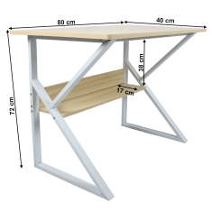 KONDELA Pisalna miza, s polico, naravni hrast / bela, TARCAL 80