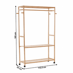 KONDELA Organizator garderobe, naravni bambus, MELAR