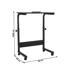 KONDELA osebni računalnik miza s kolesi, Črna, ZAHOD