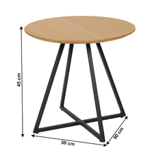 KONDELA Stranska miza, hrast / črna, DELIC