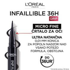 Loreal Paris Infaillible Grip 36 h Micro Fine črtalo za oči,​ 01 Obsidian