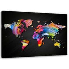 shumee Slika na platnu, barvit zemljevid sveta - 100x70