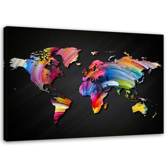shumee Slika na platnu, barvit zemljevid sveta - 60x40