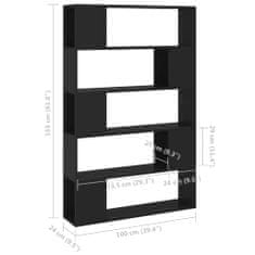 Vidaxl Knjižna omara za razdelitev prostora črna 100x24x155 cm