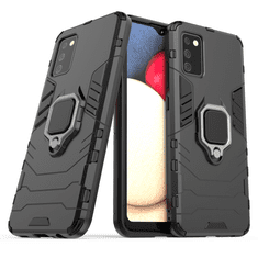 slomart ring armor tough hybrid case ovitek + magnetno držalo za samsung galaxy a03s (166.5) črn