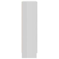 Vidaxl Vitrina visok sijaj bela 82,5x30,5x115 cm iverna plošča