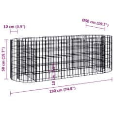 Vidaxl Visoka greda gabion pocinkano železo 190x50x50 cm