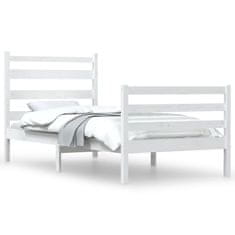 Vidaxl Posteljni okvir iz trdne borovine 100x200 cm bel