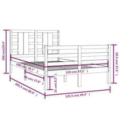 Vidaxl Okvir za posteljo, medeno rjava, masivni borov les, 120x200 cm