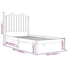 Vidaxl Posteljni okvir črn iz trdne borovine 100x200 cm