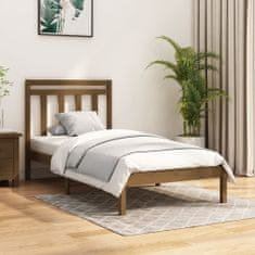 Greatstore Okvir za posteljo, medeno rjava, masivni les, 90x200 cm