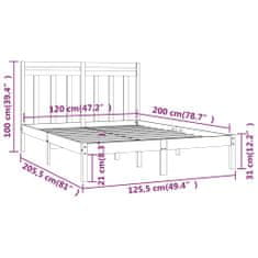 Vidaxl Posteljni okvir iz trdnega lesa 120x200 cm