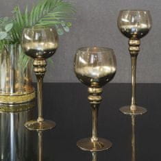 Eurofirany Stekleni dekorativni svečnik Cloe (Fi) 12X35 cm Zlata