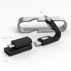 Vonmählen HIGH SIX® univerzalni 6v1 kabel za polnjenje, USB-C/USB-A/Micro-USB/Lightning, hitro polnjenje, srebrno-črn