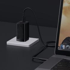 BASEUS GaN3 omrežni polnilnik 2x USB-C / USB 65W PD QC + kabel USB-C / USB-C 1m, črna