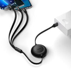 BASEUS Bright Mirror 3in1 flat kabel USB - Micro USB / USB-C / Lightning 3.5A 1.1m, črna