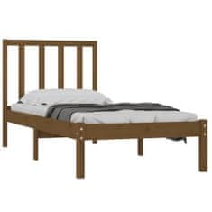 Vidaxl Okvir za posteljo, medeno rjava, borov les, 90x190 cm, enojni