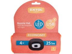 Extol Light Kapa z LED lučjo Extol Light 43455 Kapa z žarometom 4x25lm, polnjenje USB, fluorescenčna oranžna, ECONOMY, univerzalna velikost