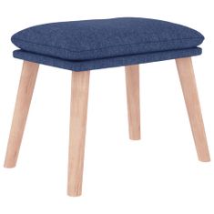 Vidaxl Gugalni stol s stolčkom za noge modro blago