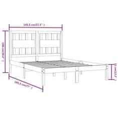 Vidaxl Posteljni okvir črn iz trdne borovine 140x190 cm