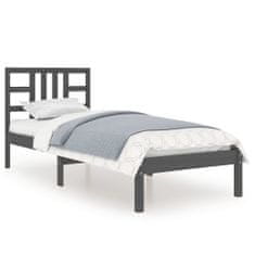 Vidaxl Okvir za posteljo, siv, masivni les, 90x190 cm, enojni