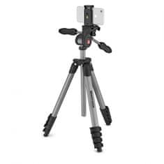 Manfrotto Compact Advanced Smart aluminijasto stojalo z 3Way glavo in nosilcem za telefon, črn (MKSCOMPACTADVBK)