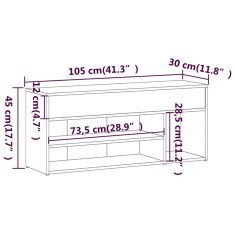 Vidaxl Klop za čevlje dimljeni hrast 105x30x45 cm konstruiran les