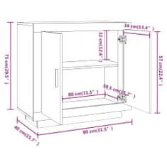 Vidaxl Komoda visok sijaj bela 80x40x75 cm konstruiran les