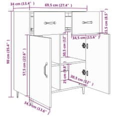 Vidaxl Komoda črna 69,5x34x90 cm konstruiran les