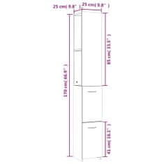 Vidaxl Kopalniška omarica rjavi hrast 25x25x170 cm konstruiran les