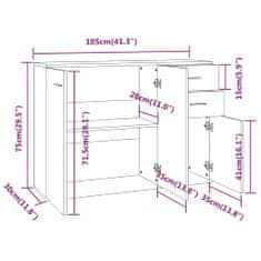 Vidaxl Komoda dimljeni hrast 105x30x75 cm konstruiran les