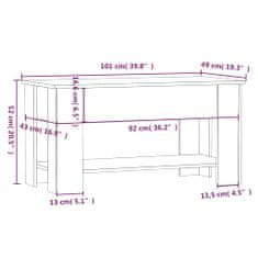 Vidaxl Klubska mizica siva sonoma 101x49x52 cm konstruiran les