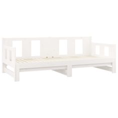 Vidaxl Izvlečna dnevna postelja bela trdna borovina 2x(90x200) cm