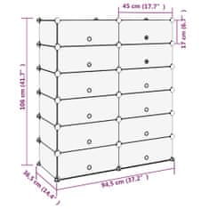 Vidaxl Stojalo za čevlje prozorno 94,5x36,5x106 cm PP