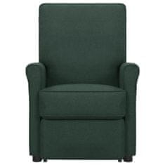 Greatstore Raztegljiv fotelj, temno zelena barva, tkanina