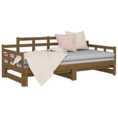 Vidaxl Izvlečna dnevna postelja medeno rjava borovina 2x(90x200) cm