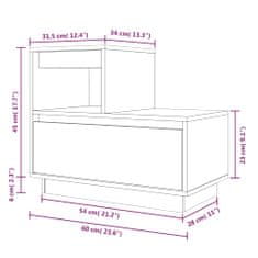 Vidaxl Nočna omarica 2 kosa črna 60x34x51 cm trdna borovina