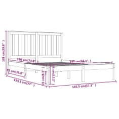 Vidaxl Posteljni okvir črn iz trdne borovine 140x190 cm