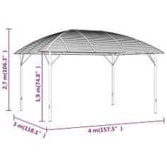 Vidaxl Gazebo z zavesami in obokano streho, 3x4 m, antracit