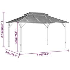 Vidaxl Gazebo z dvonadstropno streho, 3x4 m, antracit