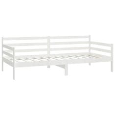 Greatstore Dnevna postelja z vzmetnico 90x200 cm bela trdna borovina