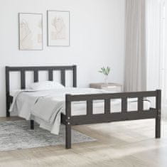 Greatstore Okvir za posteljo, siv, masivni les, 100 x 200 cm