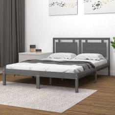 Greatstore Okvir za posteljo, siv, masivni les, 120x200 cm
