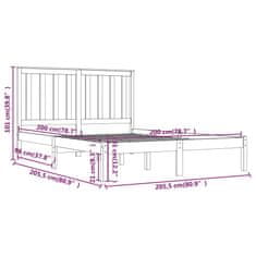 Vidaxl Posteljni okvir črn iz trdne borovine 200x200 cm